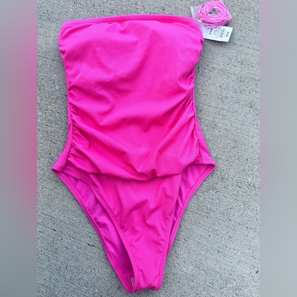 Shade & Shore Other - Shade & Shore Pink One Piece strapless Swimsuit NWT